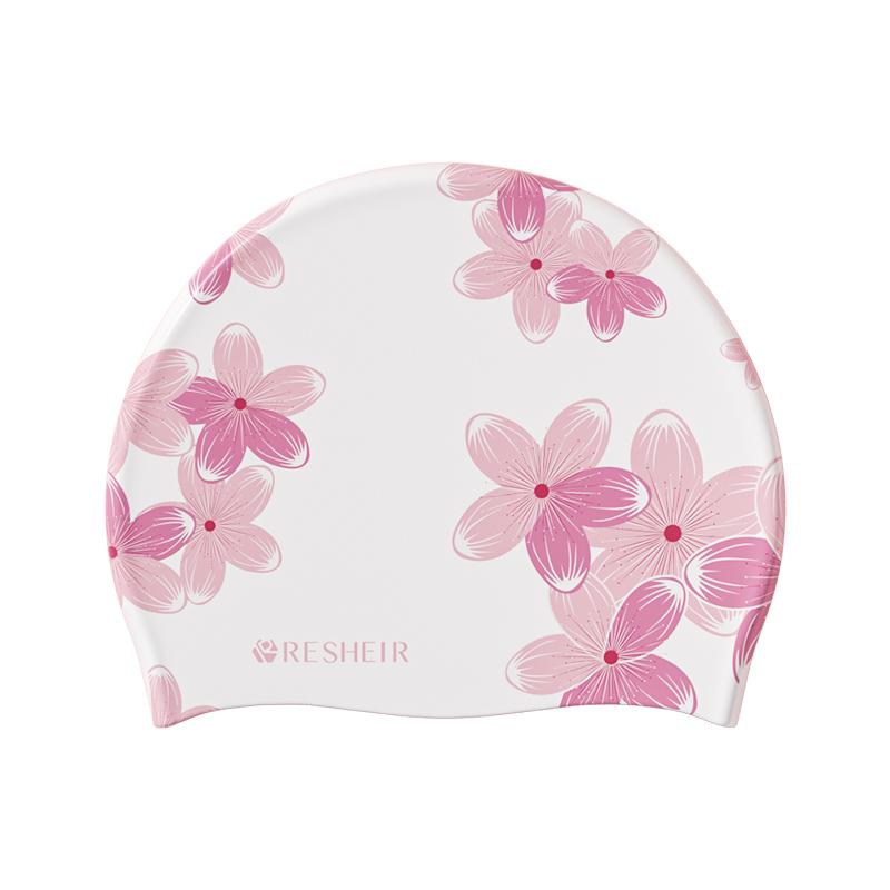 Women s Silicone Swimming Cap Waterproof Non-slip Printed Swimming Cap Comfortable High Elastic Swimming Cap белый