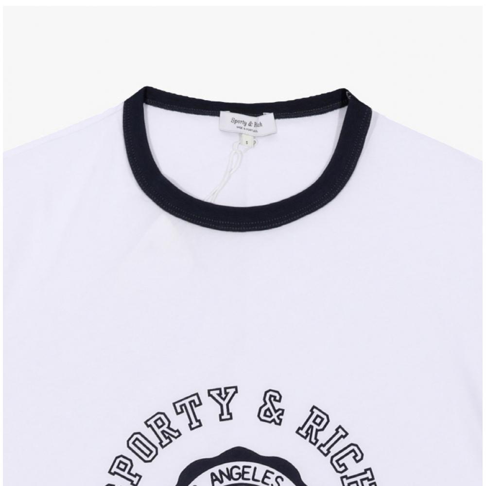 Sporty Rich Ringer Tee White California Emblem To073606205wh01