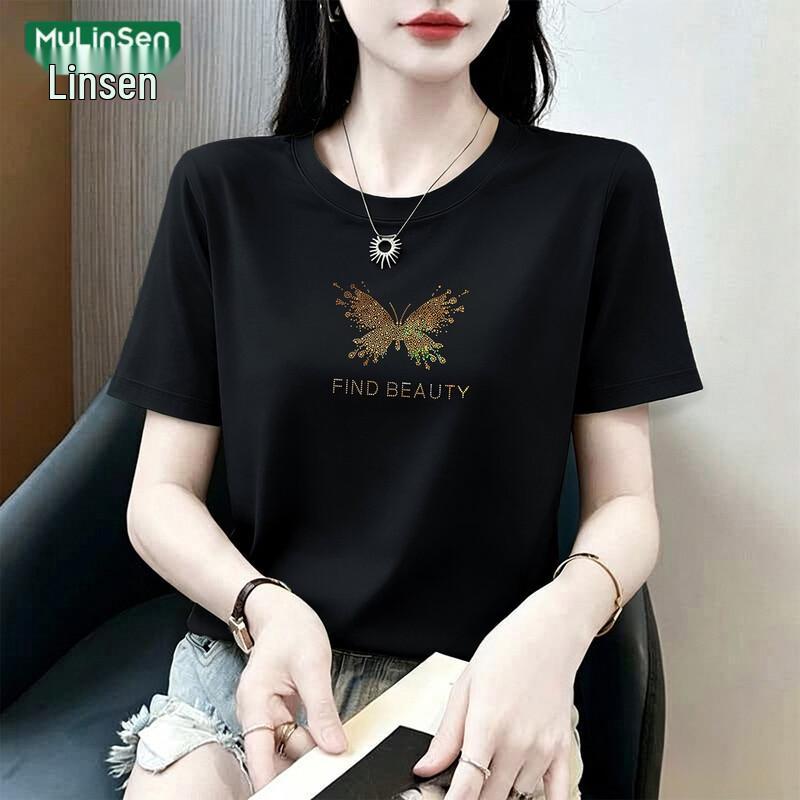 MULINSEN Women s Pure Cotton Printed Short-Sleeve T-Shirt 2XL