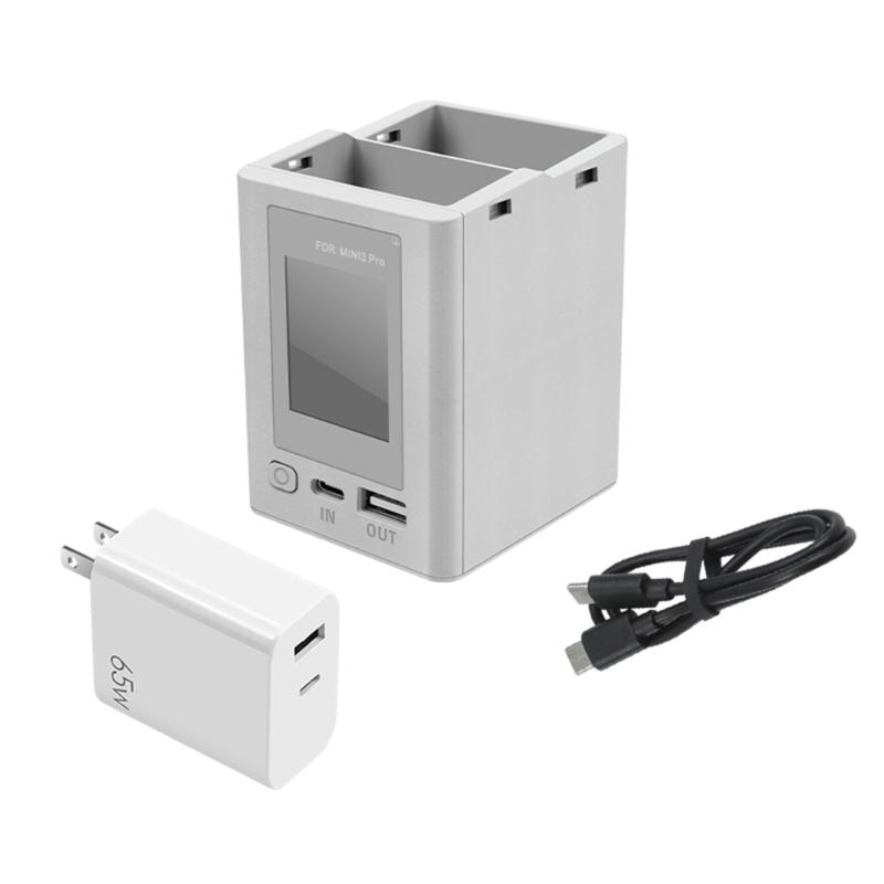 2 Slot Battery Charger Base with Storage Charge for Mini 3 Drones Accessories Charging  Adapter with Digital Display
