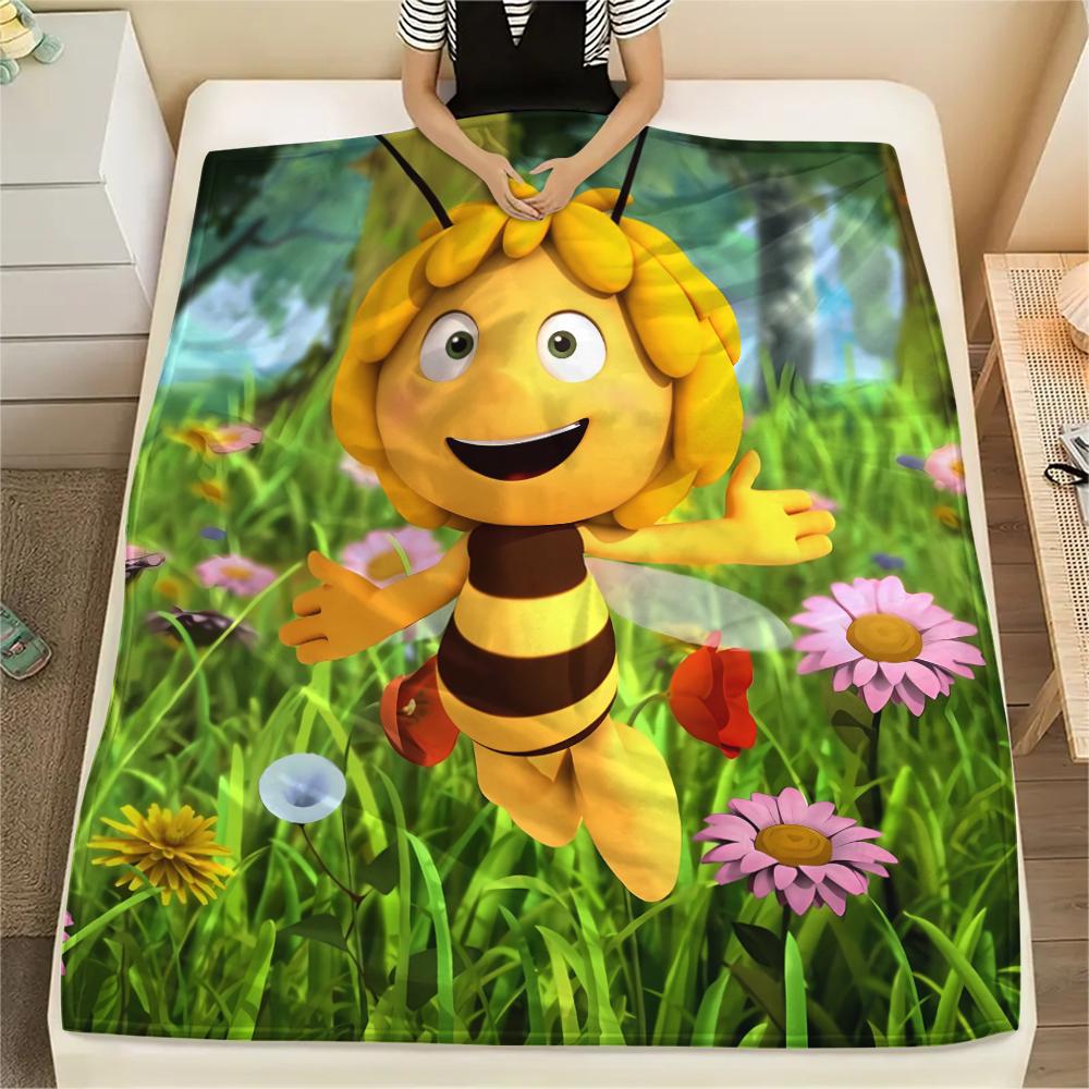 Maya the Bee Print Flannel Blanket,High Quality Comfortable for All Seasons,Home Decor,Warmth and Comfort,Perfect for Christmas Gifts