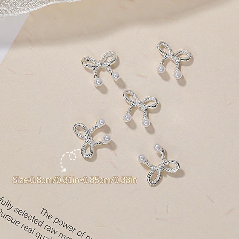 

5 Pcs 3D Alloy Bow Nail Art Charm Ribbon Bowknots Nail Accessories For Women Girls Nail Decorations Diy Craft Jewelry (4 Styles) as the picture