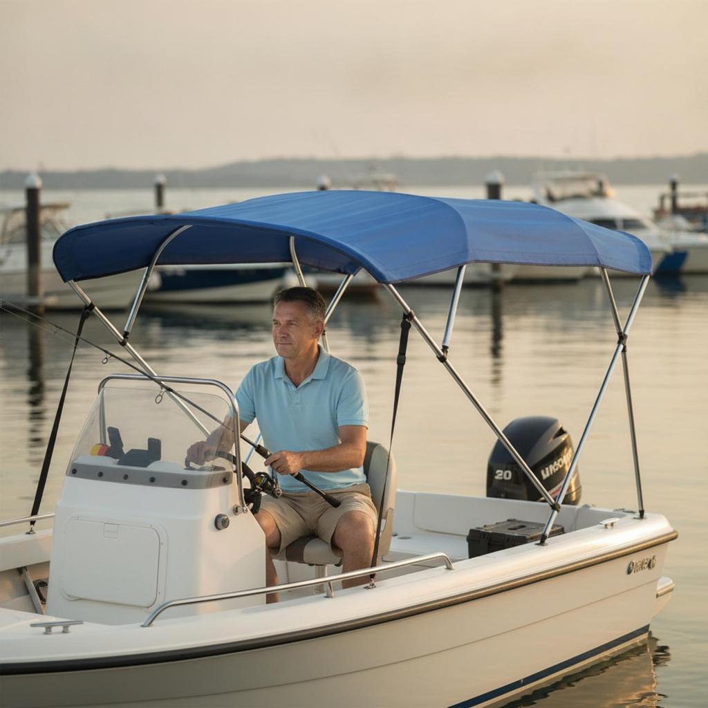 Boat with Metal Frame Heavy-Duty Bimini Top for