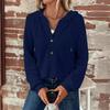 Women S Loose Long Sleeve Solid Color Hooded Button Sweatshirt