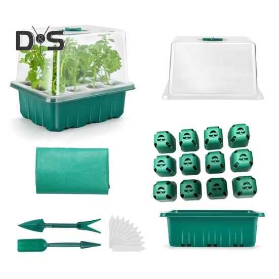 

Семена лоток для рассады коробка 12 ячеек рассадный горшок многоразовый с регулируемой вентиляцией влажность посадочный горшок для проращивания рассады зелёный