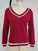 2025 Spring/Fall Women's V-Neck Casual Long Sleeve Patchwork Top