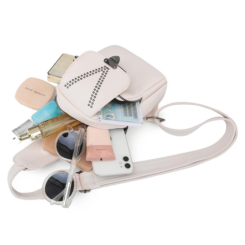 Women Bag Multiple Pockets Chest Bags Rivet Fashion Simple Female Shoulder Bags Designer Classic New Crossbody Girls Messenger