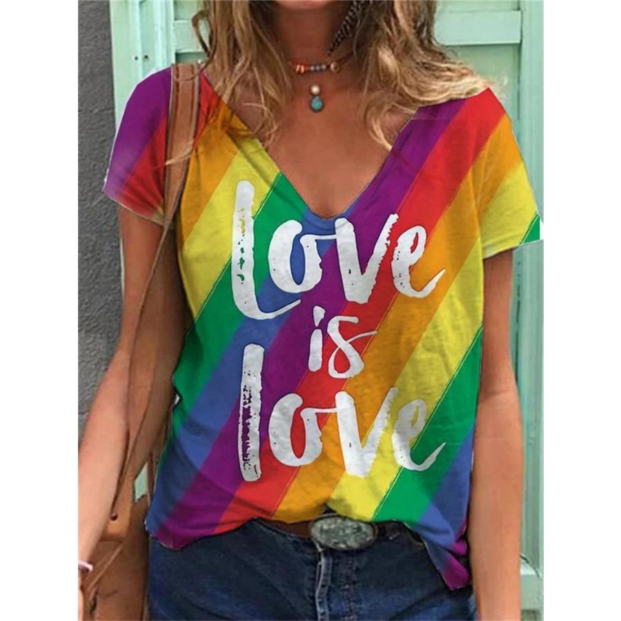 Natural Style Women's T-shirt Rainbow Print Harajuku Shirt Summer Y2k Clothing Girls Oversized Fashion Short Sleeve Sweatshirt