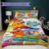 Set di biancheria da letto con stampa Pokémon da 3 pezzi include una copripiumino e una coppia di federe (riempimento non incluso), perfetto per l'uso in camera da letto.