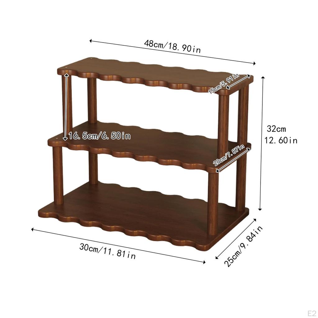 Desktop Rack Cosmetic Stationery Storage Holder Bamboo Three Layer Multifunction Save Space Wooden