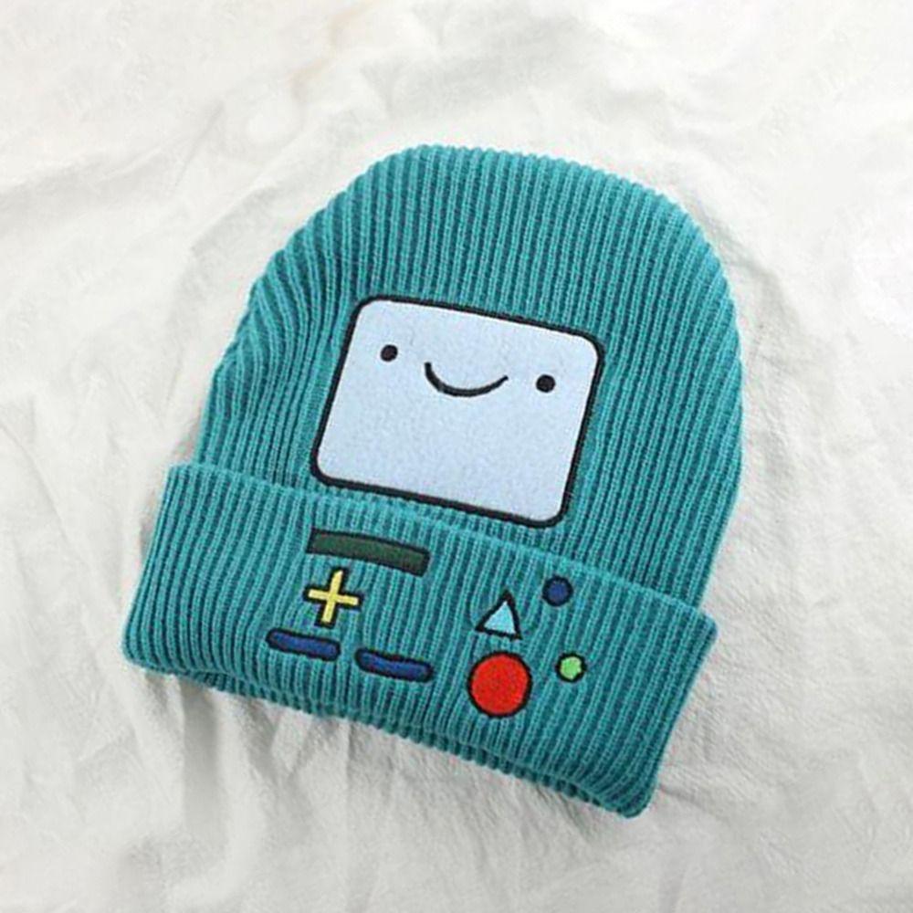 Embroidered Knitted Beanies Hat Game Machine Pattern Knitted Skull Bonnet Winter Cap  Unisex