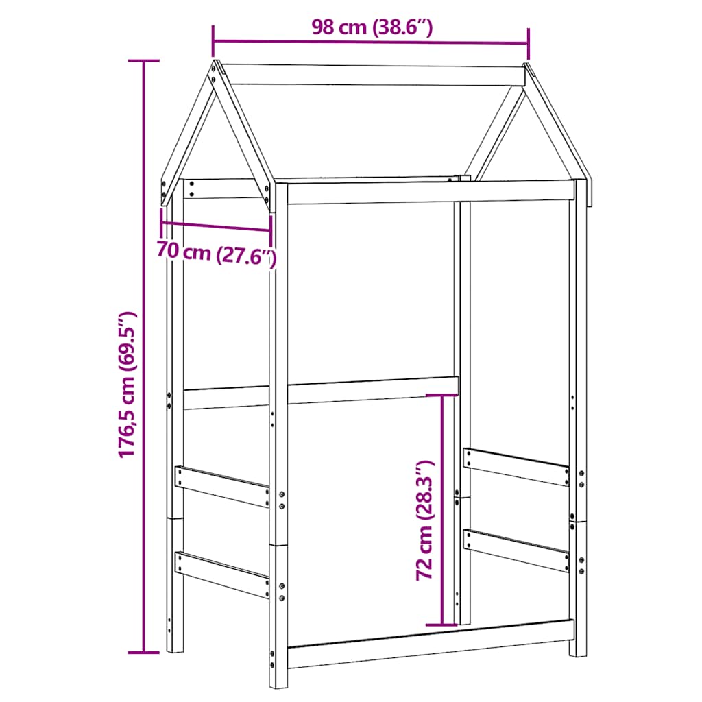 Kids Bed Canopy 98 X 70 X 176.5 Cm Solid Pine Wood