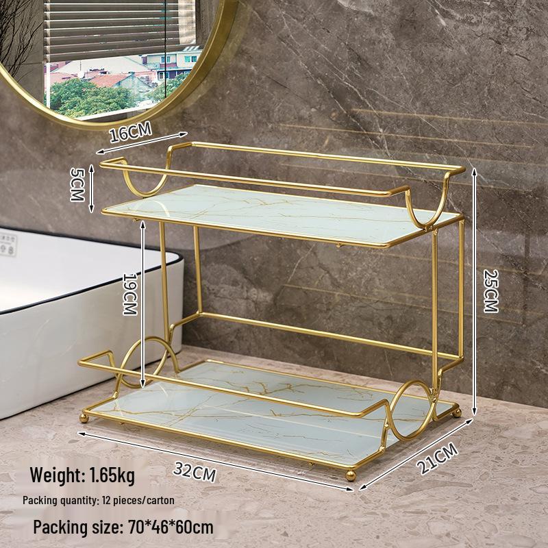 Punch-Free Double-Layer Bathroom Shelf for Skincare and Cosmetics Storage