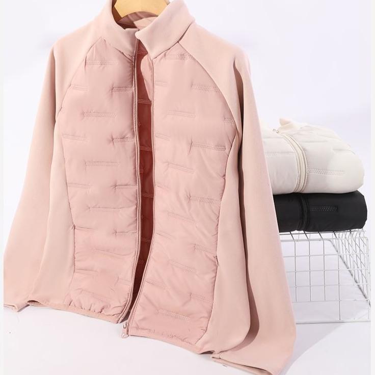 Women's Patchwork Sports Cotton Jacket Warm Stand Collar Slim Lightweight Autumn Winter Outdoor Windproof Coat