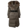 OFTBUY Winter Jacket Women Long Natural Real Raccoon Fox Fur Collar White Duck Down Coat Belt Thick Warm Casual Outerwear