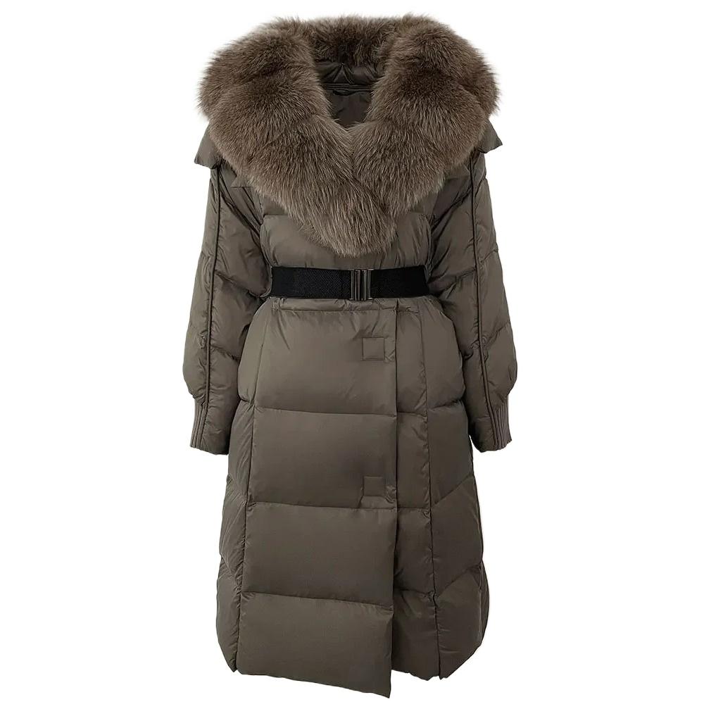 OFTBUY Winter Jacket Women Long Natural Real Raccoon Fox Fur Collar White Duck Down Coat Belt Thick Warm Casual Outerwear