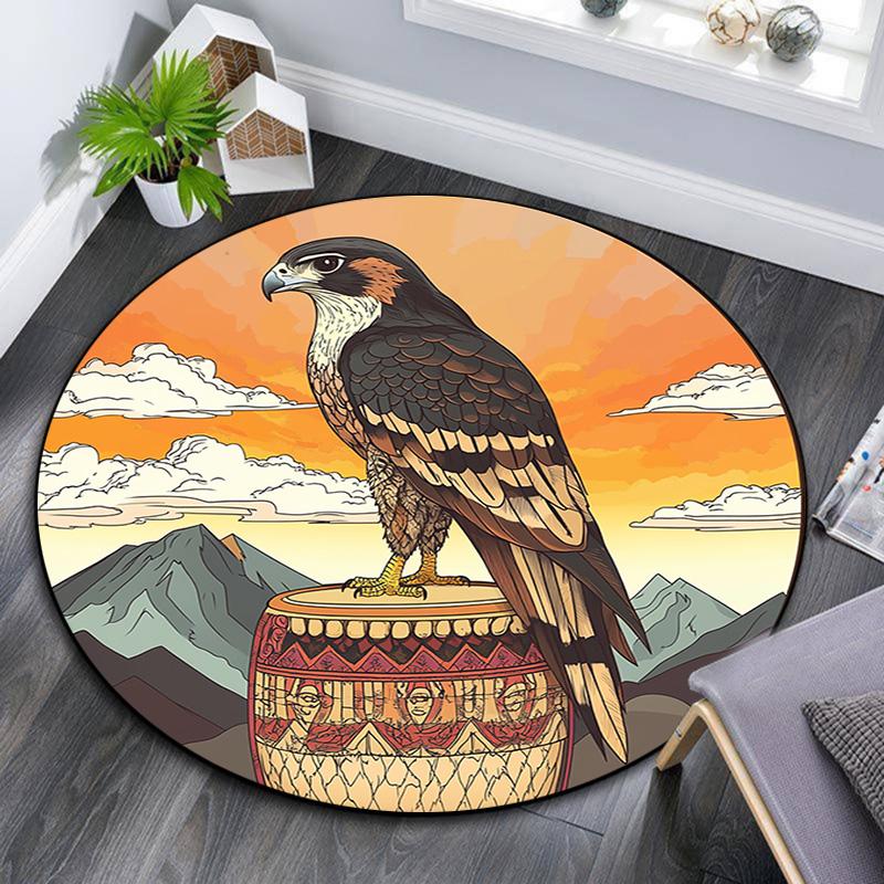 Eagle Round Area Rug,Carpet Rug for Living Room Bedroom Sofa Playroom Decor,Non-slip Floor Mat