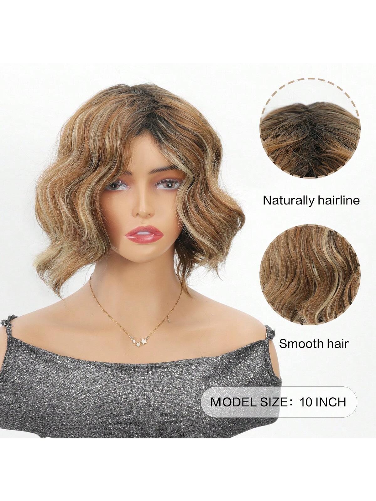 

Элегантный женский синтетический парик смешанного цвета с волнистым узором, легкий и дышащий женский парик с внутренней сеткой 10inch