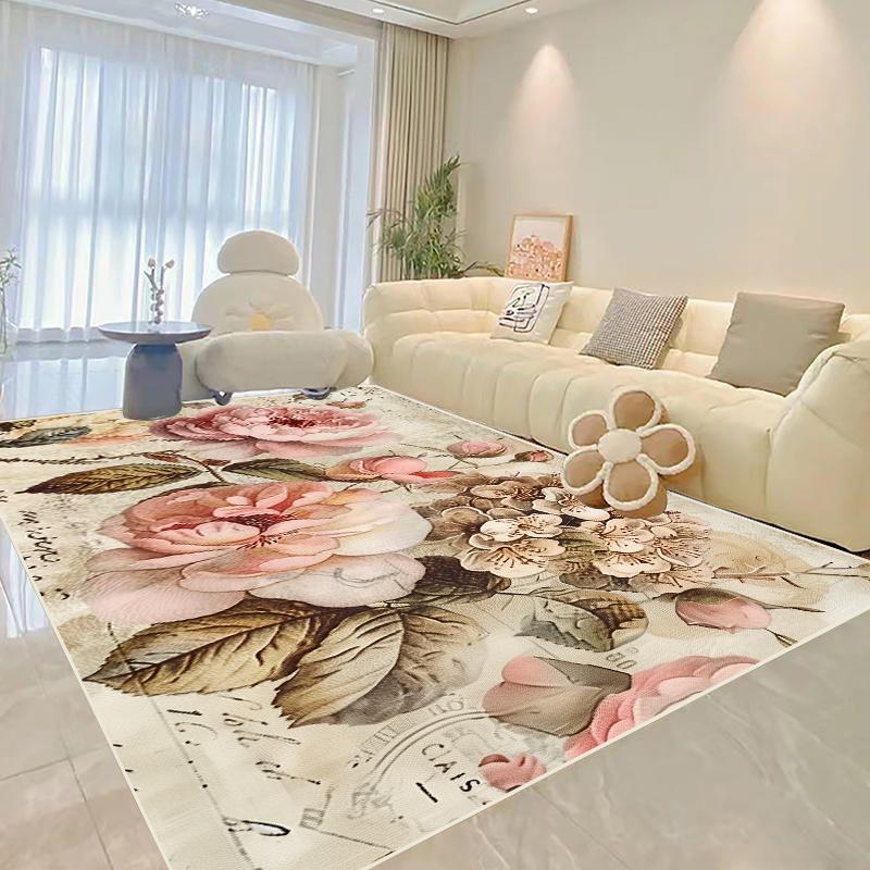 Living Room Decoration Flower Carpets Modern Home Light Luxury Rug Parlour Sofa Side Soft Floor Mat Bedroom Bedside Large Carpet