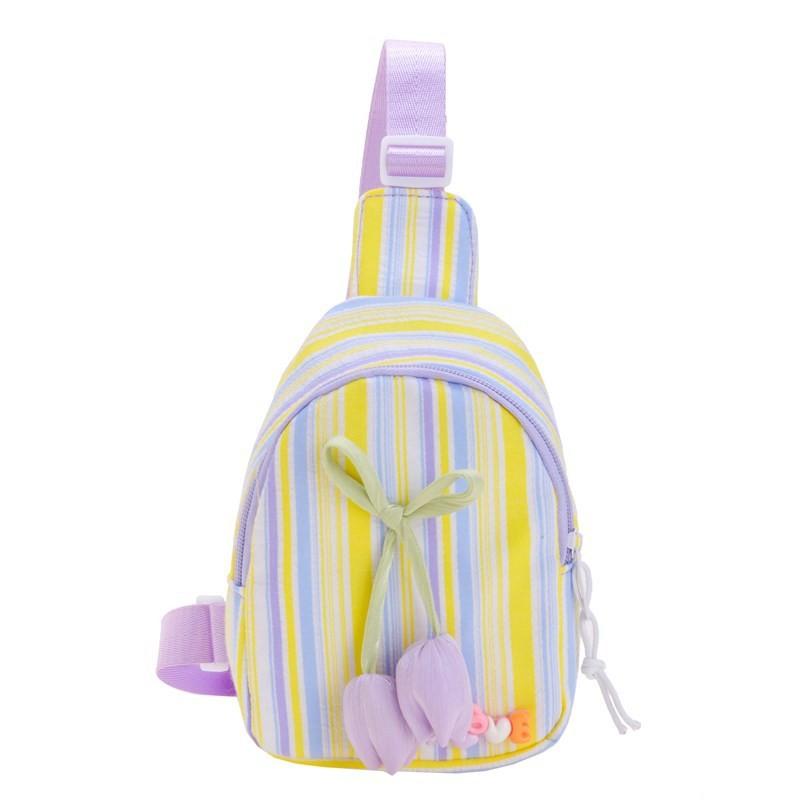 Adorable Kids Flower Pattern Chest Bag Lightweight Cartoon Tulip Design For Everyday Use