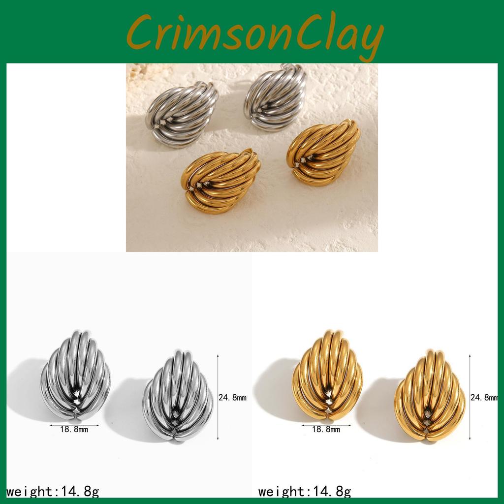 Geometric Stainless Steel Earrings For Women With Pvd Finish For Trendy Fashion