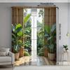 Bamboo leaf and green plant printed curtains are suitable for bedrooms and living rooms, home decoration, and Christmas