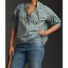 Fashion Loose Striped Lantern Short Sleeve Summer Shirt Women Loose Casual Simple Blouse Office Ladies Elegant Basic Streetwear Women's Clothing