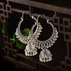 2022 Boho Indian Jhumka Big Bell Drop Dangle Earrings For Women Vintage Sliver Color Metal Round Circle Earring Gypsy Zircon