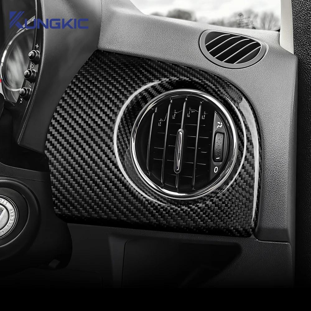 Für Fiat 500 2008-2023 Abarth 595 695 2012-2021 2022 2023 Echter Hart-Kohlefaser-Aufkleber Rechtslenker Auto Fahrerseite Lüftungsdüsen-Panel