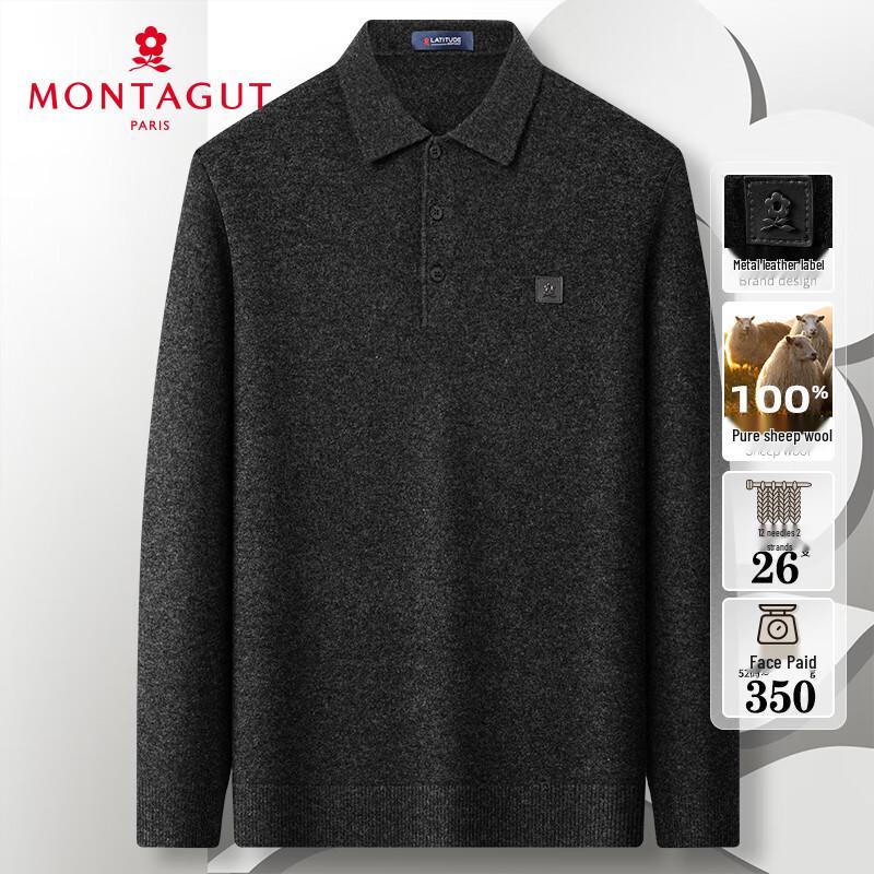 

MONTAGUT Men s 100% Pure Wool Roll Neck Thermal Sweater L