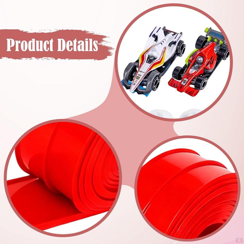 Race Car Ramp Track 15 Ft Gift Portable Multifunctional Flexible Strong Suction Cups with 2 Racecars