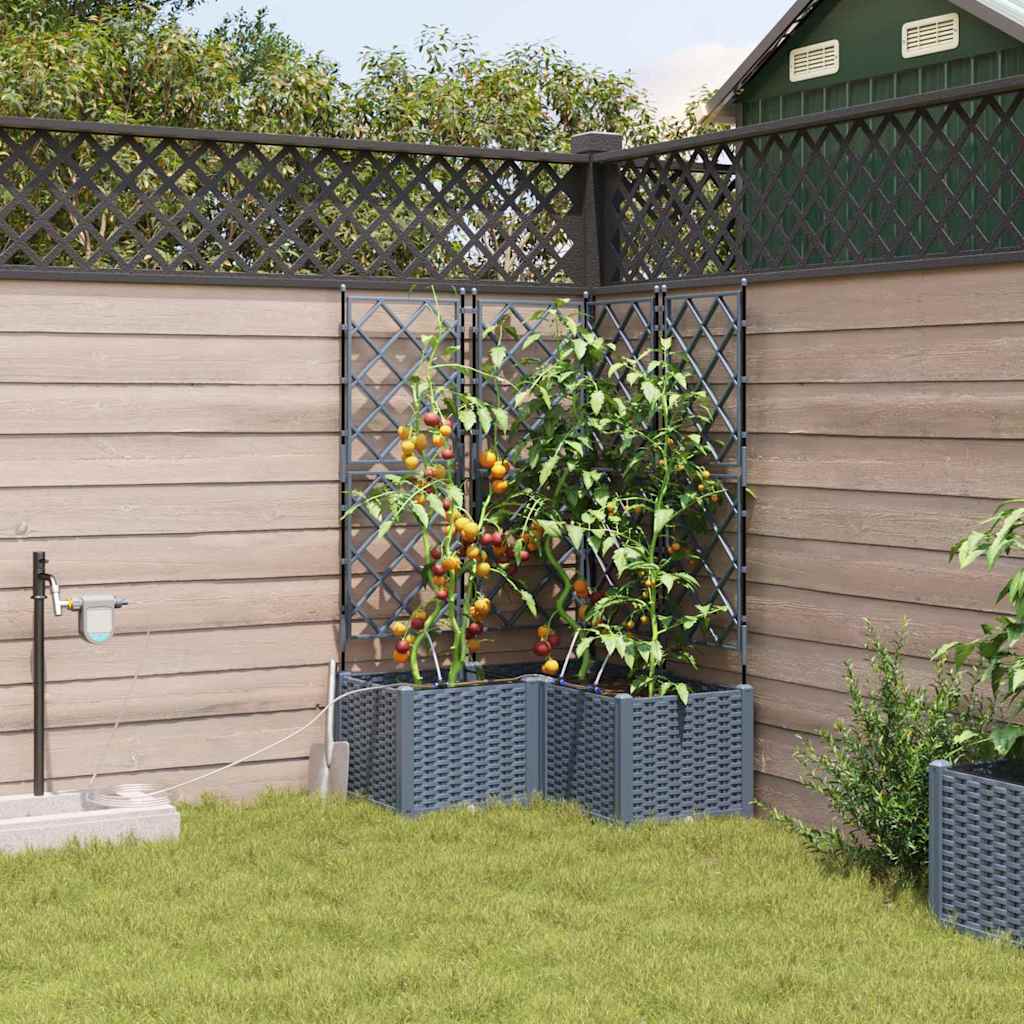 Garden Planter Set 3 Pcs Light Grey 80 X 80 X 142 Cm Plastic
