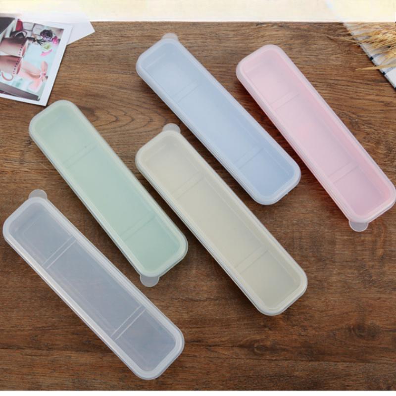 Tragbare Reise Outdoor Mehrweg Geschirr Box Schule Home Slot Design Praktische Besteck Transparent Abdeckung Besteck Fall