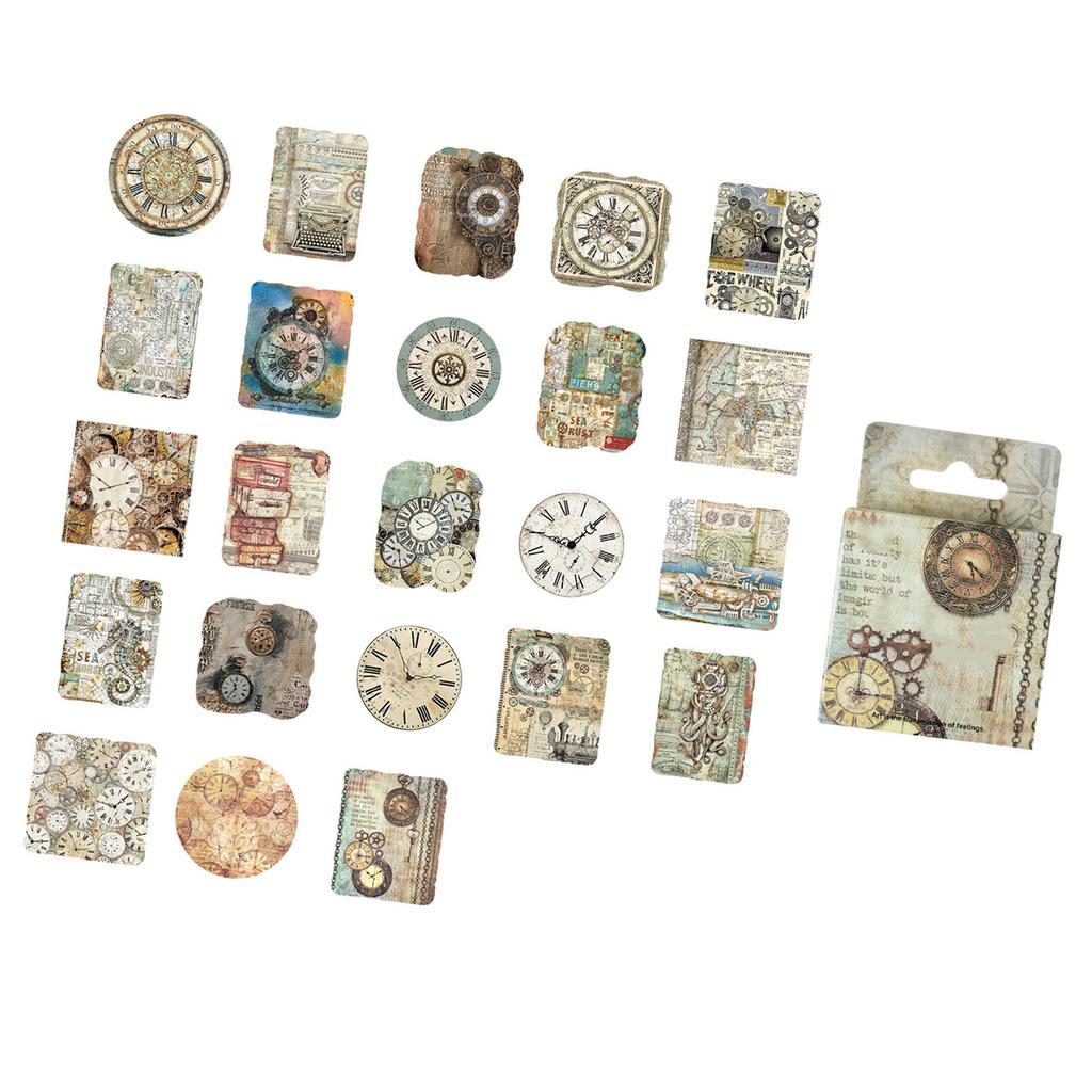 46pcs Diary Decorative Decal Self Adhesive Vintage Clock Pattern Diary Stickers for Handbooks Notebooks Albums Theory