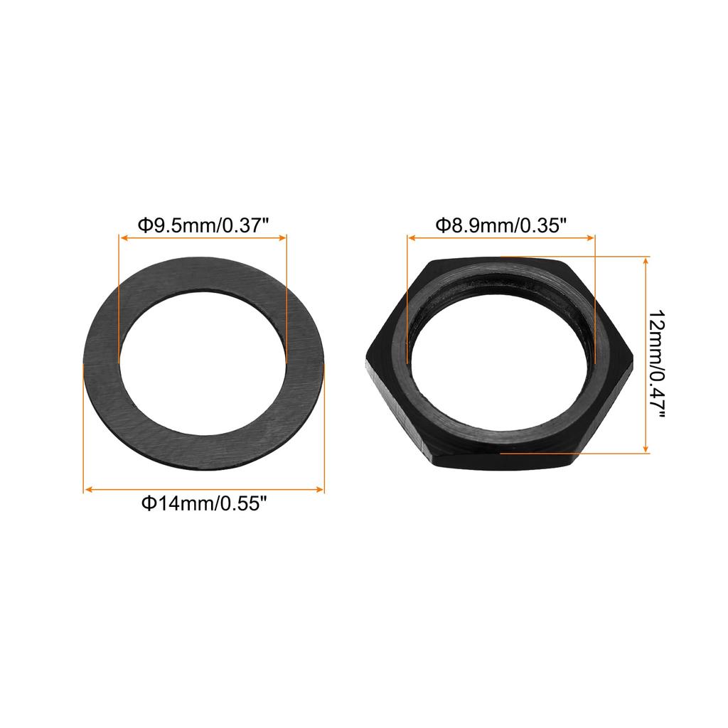 uxcell Guitar Nuts and Washers Guitar Jack Socket Nuts Black for Guitar Bass 3 Sets 3/8" Input/Output