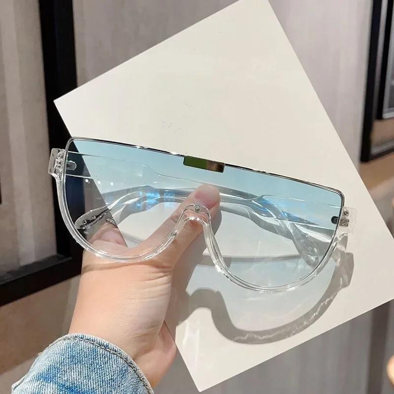 New Half Frame Oval Sunglasses Fashion Women Outdoor Street Po Sun Glasses Women's Sports Windproof Eyewear UV400 Glasses