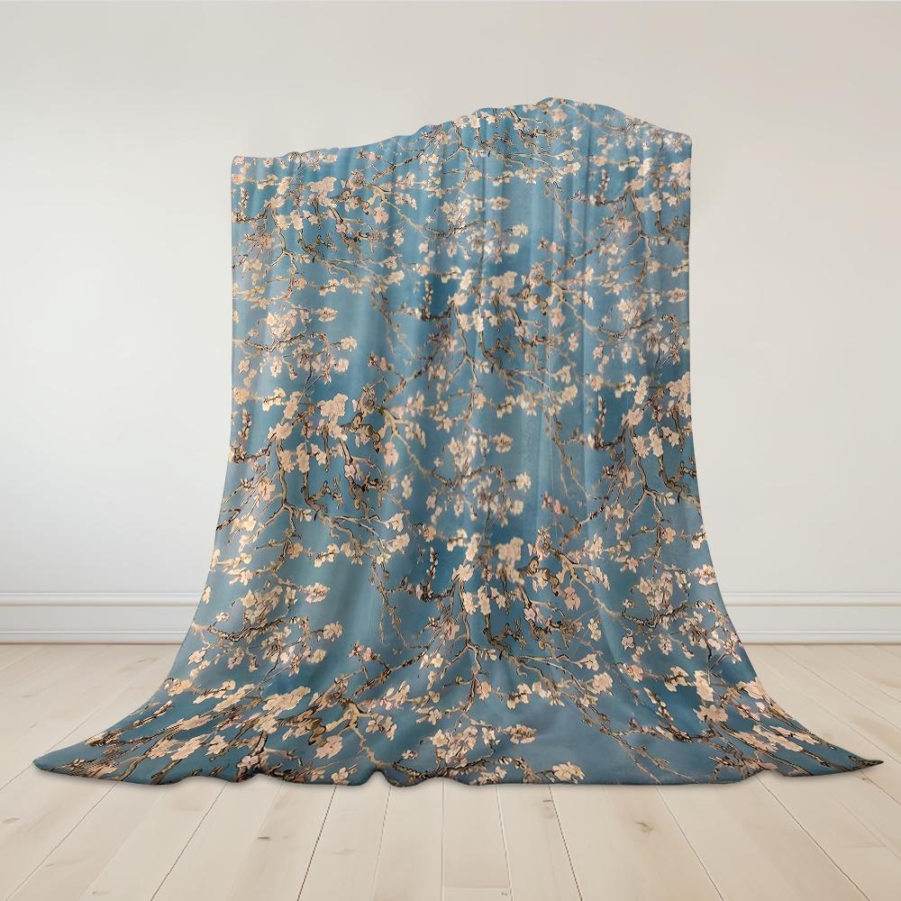 Blossom Branches Flannel Blanket Warm Soft Halloween Christmas Couch Warm Cozy Decorative Decor Gift for All Season