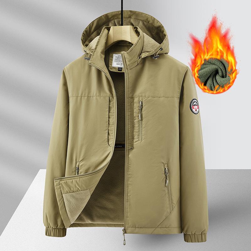 Spring and Autumn Male Middle-aged Mountain Waterproof Hood Off Sleeve Jacket Functional Outdoor Quick-Drying Multi-Bag Jacket