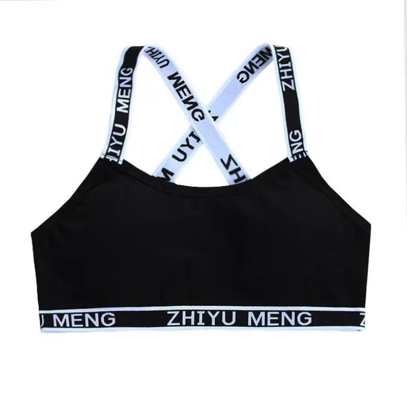 Спортивный бюстгальтер для девочек-подростков нижнее белье для полового созревания спортивный бюстгальтер для девочек-подростков нагрудник из хлопка для молодых one size чёрный 599₽