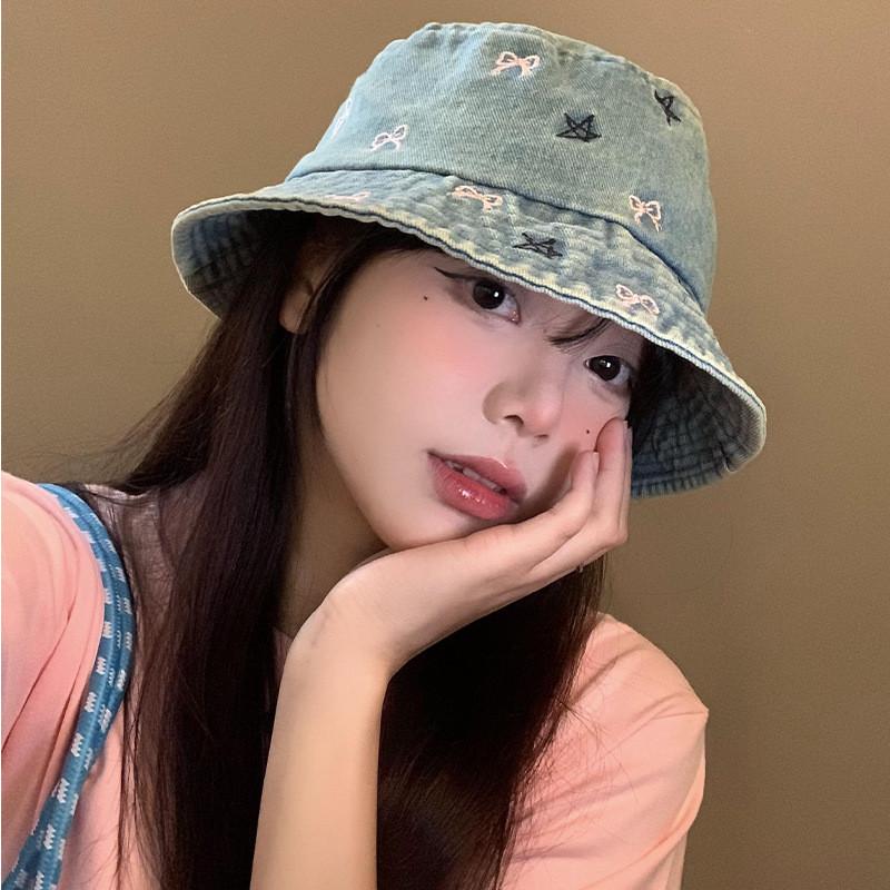 Wide Classic Denim Brim Hat For Women With Embroidery Ideal For Sunny Days