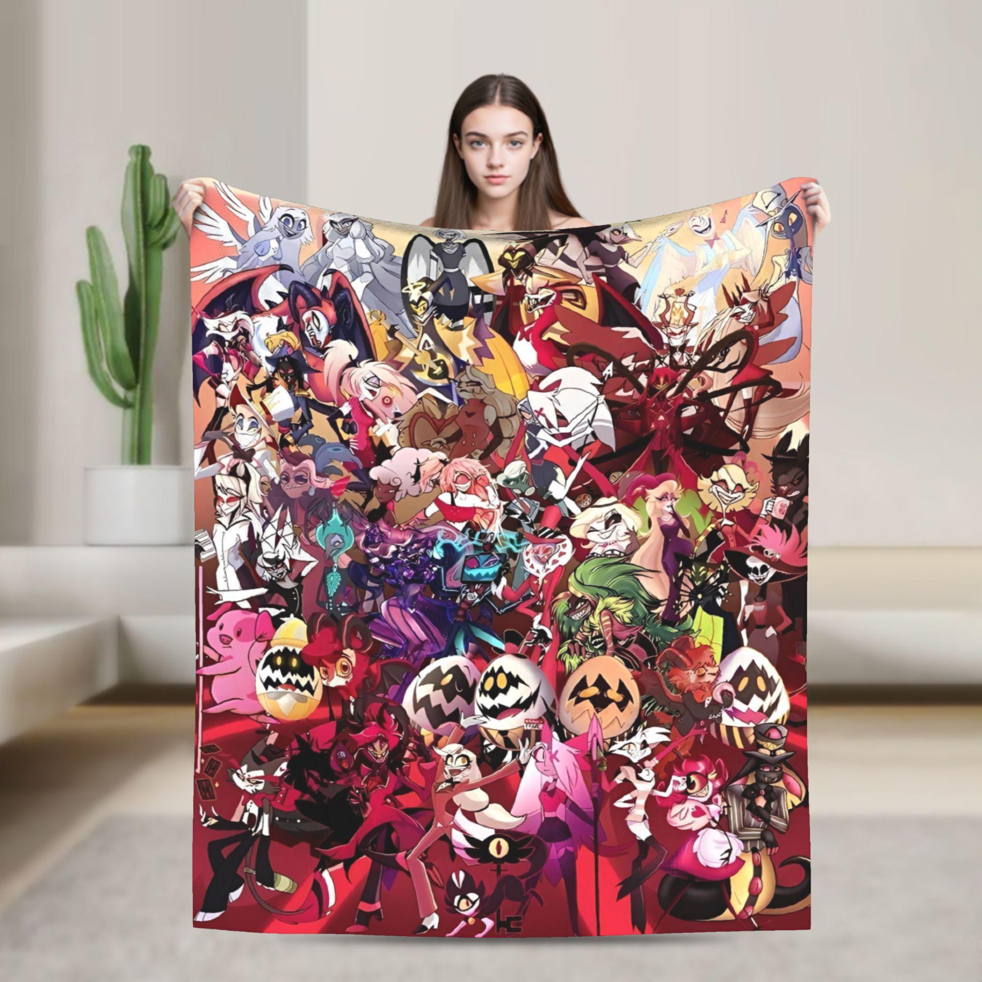 

Фланелевое одеяло из аниме Hazbin Hotel, супер теплое плед для декора дома, декоративное, модный уличный стиль, покрывало, чехол для дивана-кровати 30x40in