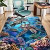 3D Underwater Coral Turtle Print Non-Slip Rug, Soft Plush Carpet for Living Room Bedroom Decor, Ocean Theme Floor Mat