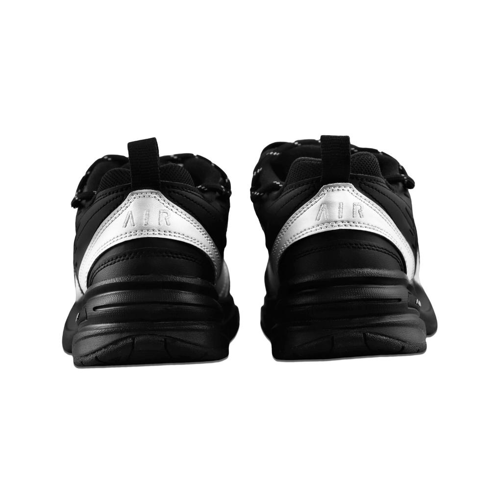 Nike Air Monarch 4 Slip Resistant, Abrasion Resistant, Lightweight Low Top Chunky Sneakers Unisex Black Silver 415445-001(Team129-)