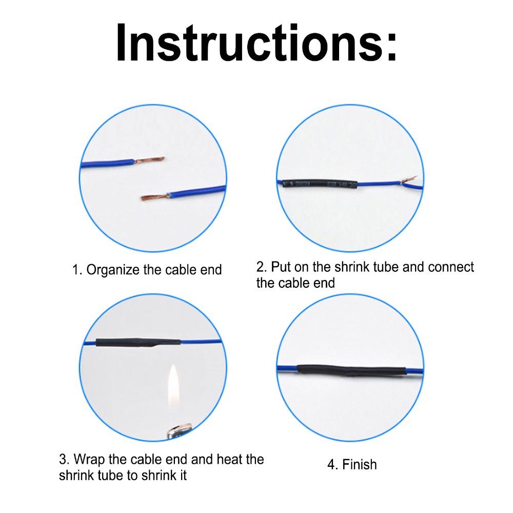 4 PCS 3/ 4/ 5/ 6mm Combination Heat Shrink Tubing Kit 1 Meter Electrical Wire Wrap  Cable Bundling