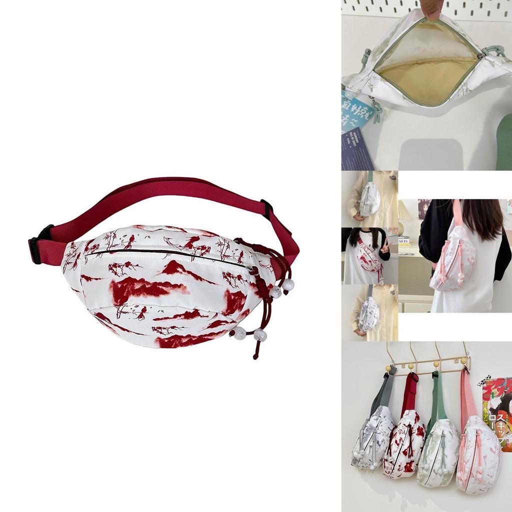 Fashionable Gray Red Blue Pink Ink-wash Chest Bag Ideal For Sports And Cycling