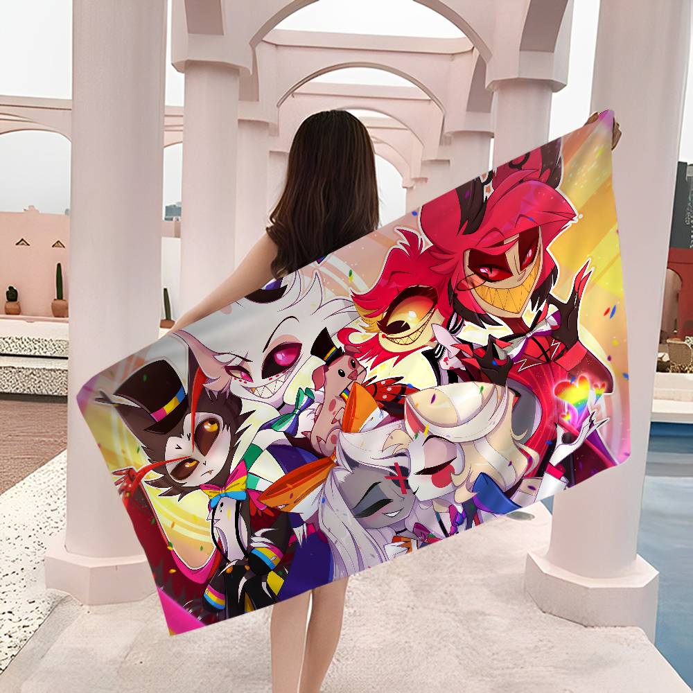 Popular Anime el H-Hazbin Bath Towel Microfiber Soft Water Absorbing Breathable For Kids Decorative Cartoon Beach Towel
