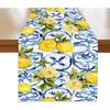 Lemon Table Runner 13x72 Inch, Spring Summer Blue Chinoiserie Linen Table Runner for Dining Room Living Room Kitchen, Italy Lemon Runners Holiday
