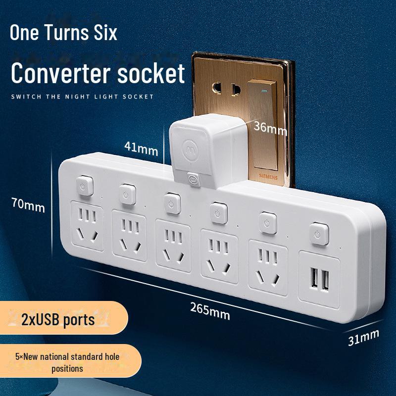 Multi-Function USB Wireless Converter: Home Office Socket Board with Night Light