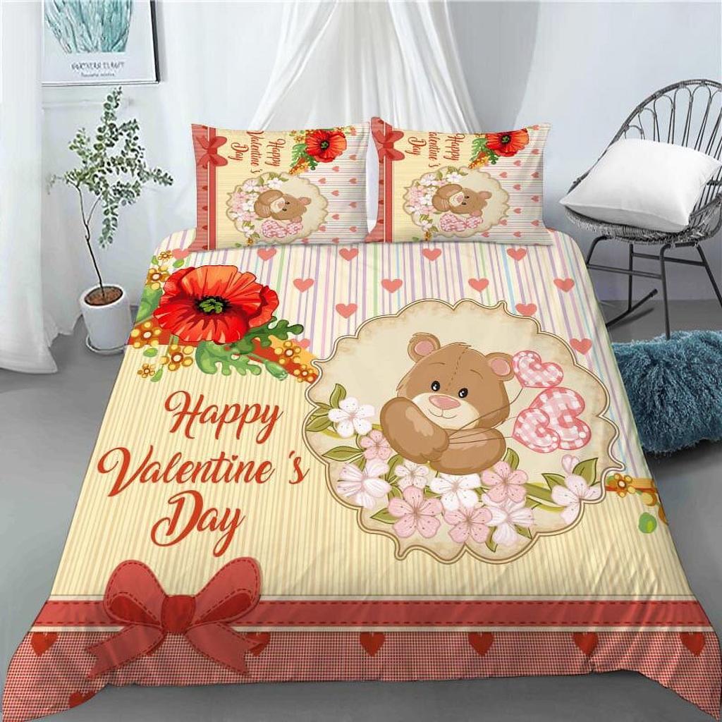 Soft Duvet Cover Set Pink Flower Printed Bedspreads Home High End Bedrom Decor Beding Cover Suit,quen Sized Dimensions Suitable Children Kids