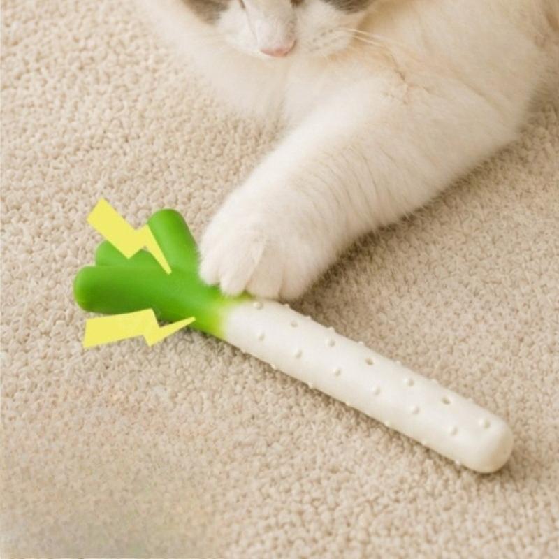Cat Teeth Brushing Toy Teeth Cleaning Cat Stick Scallion Catnip Toys Wooden Stick Chew Resistant Cat Kitten Catnip Toy